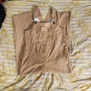 Tan Corduroy Overalls with Front Pocket